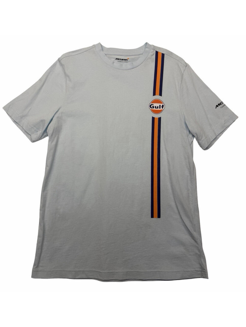 McLaren Formula 1 Team Gulf Stripe T-Shirt Baby Blue Size M